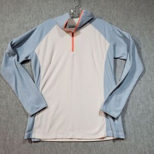 Columbia Sweatshirt Womens Large White Fleece Sportswear Logo 1/4 Zip Pullover